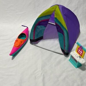 Barbie Purple and Green Play Tent with Pink Kayak